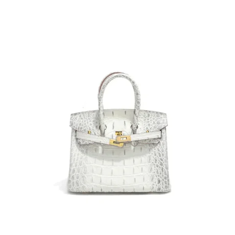 Crocodile Embossed Leather Inspired Trendy Platinum Bag