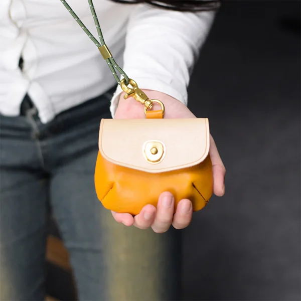 Leather Bi-color Coin Purse Airpods Holder