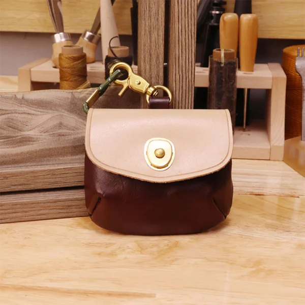 Leather Bi-color Coin Purse Airpods Holder