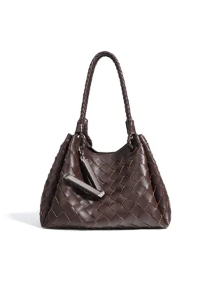 Leather Woven Bucket Bag