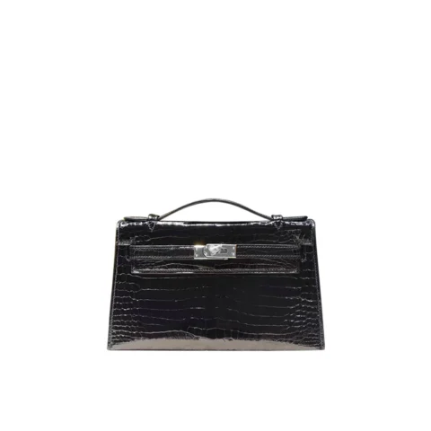 Leather Inspired Croc Kelli Clutch Bag