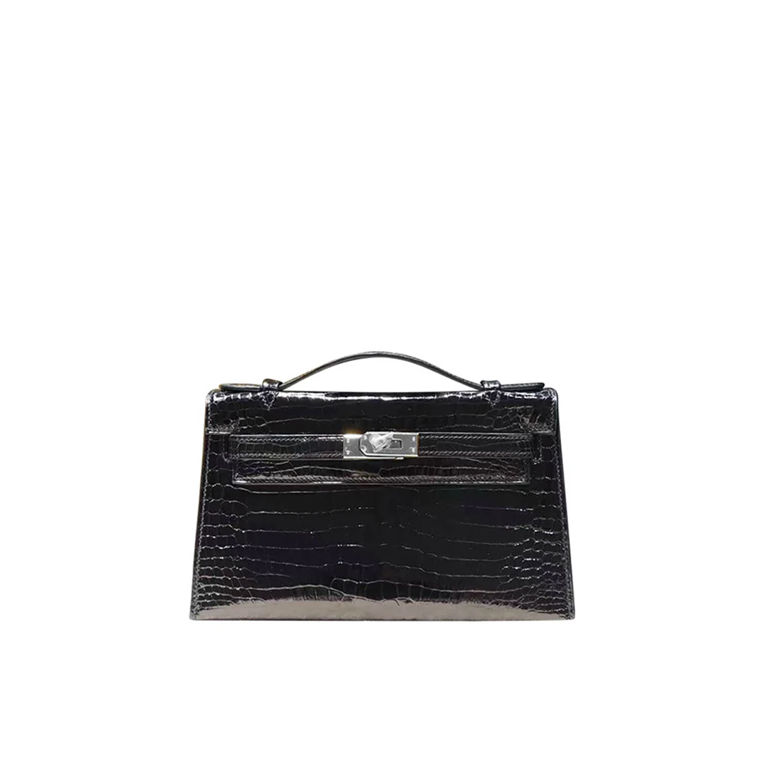 Leather Inspired Croc Kelli Clutch Bag
