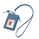 New ID card holder, card holder, leather Japanese zipper, lanyard card holder, multi-functional halterneck document holder