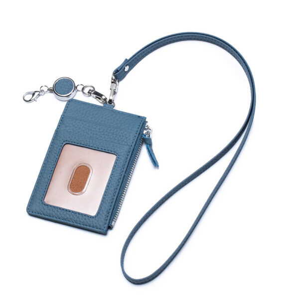 New ID card holder, card holder, leather Japanese zipper, lanyard card holder, multi-functional halterneck document holder