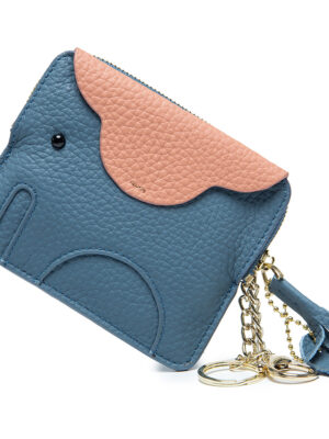 Mini elephant coin purse ultra-thin top layer cowhide coin keychain storage bag genuine leather coin purse