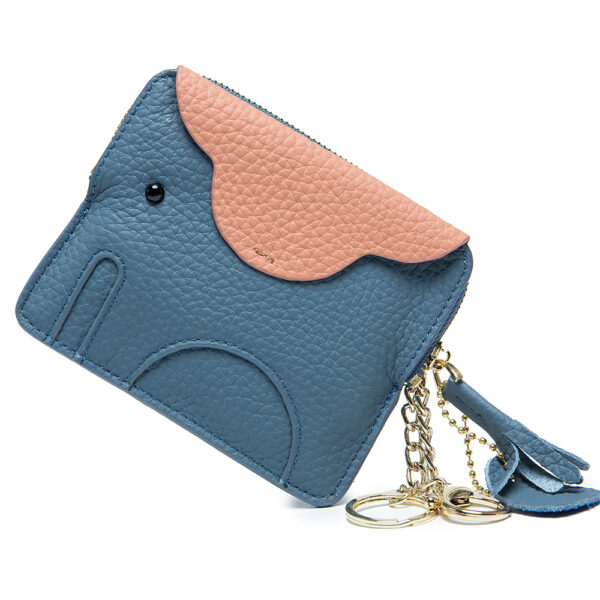 Mini elephant coin purse ultra-thin top layer cowhide coin keychain storage bag genuine leather coin purse