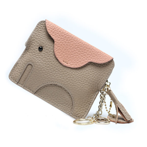 Mini elephant coin purse ultra-thin top layer cowhide coin keychain storage bag genuine leather coin purse