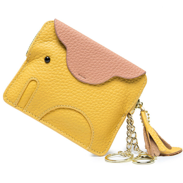 Mini elephant coin purse ultra-thin top layer cowhide coin keychain storage bag genuine leather coin purse