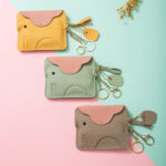 Mini elephant coin purse ultra-thin top layer cowhide coin keychain storage bag genuine leather coin purse