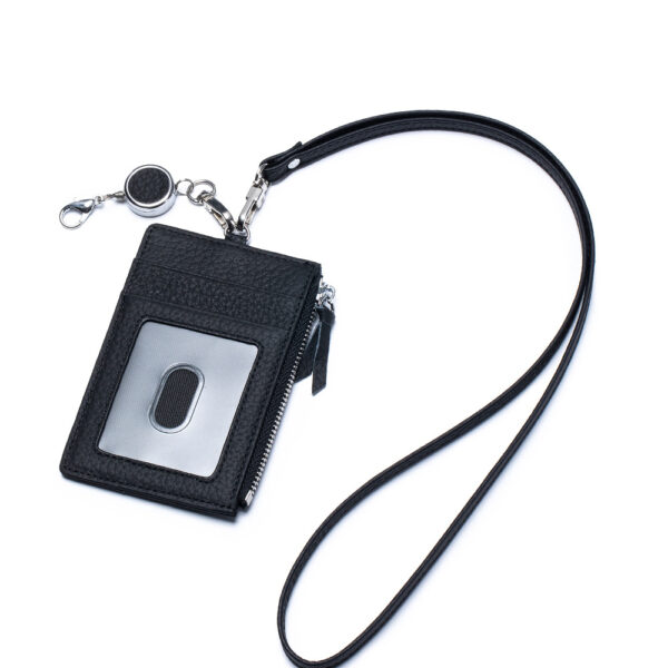 New ID card holder, card holder, leather Japanese zipper, lanyard card holder, multi-functional halterneck document holder