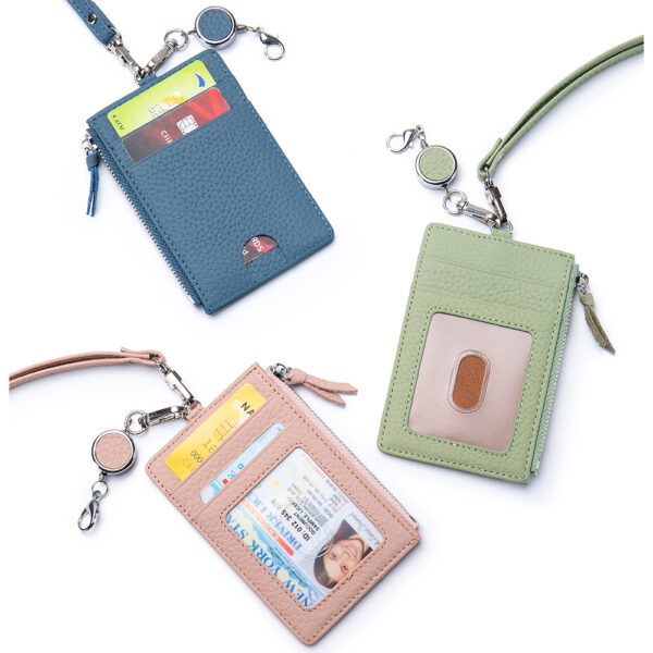 New ID card holder, card holder, leather Japanese zipper, lanyard card holder, multi-functional halterneck document holder
