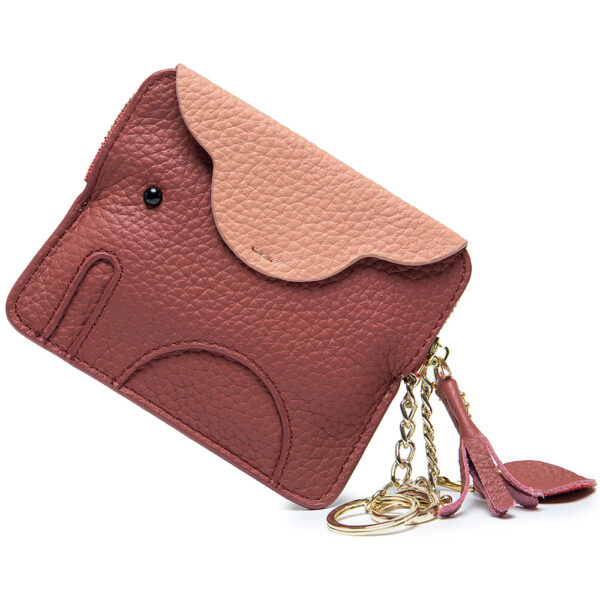 Mini elephant coin purse ultra-thin top layer cowhide coin keychain storage bag genuine leather coin purse