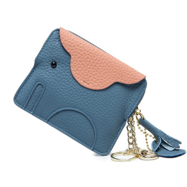 Mini elephant coin purse ultra-thin top layer cowhide coin keychain storage bag genuine leather coin purse