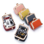 New Leather Compact Mouth Gold Bag Diamond Ring Jewelry Bag Mini Ring Necklace Earrings Jewelry Box Coin Purse