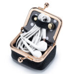 New Leather Compact Mouth Gold Bag Diamond Ring Jewelry Bag Mini Ring Necklace Earrings Jewelry Box Coin Purse