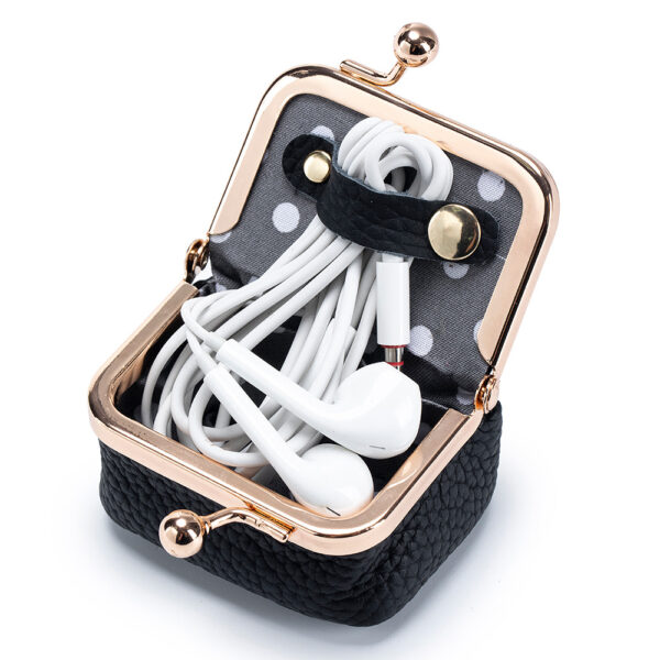 New Leather Compact Mouth Gold Bag Diamond Ring Jewelry Bag Mini Ring Necklace Earrings Jewelry Box Coin Purse