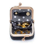 New Leather Compact Mouth Gold Bag Diamond Ring Jewelry Bag Mini Ring Necklace Earrings Jewelry Box Coin Purse