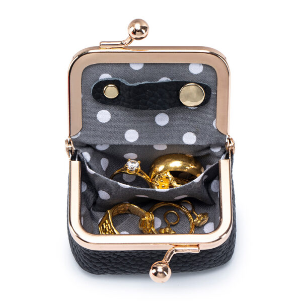 New Leather Compact Mouth Gold Bag Diamond Ring Jewelry Bag Mini Ring Necklace Earrings Jewelry Box Coin Purse
