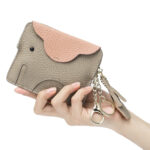 Mini elephant coin purse ultra-thin top layer cowhide coin keychain storage bag genuine leather coin purse