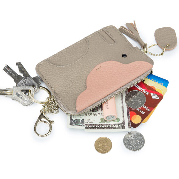 Mini elephant coin purse ultra-thin top layer cowhide coin keychain storage bag genuine leather coin purse