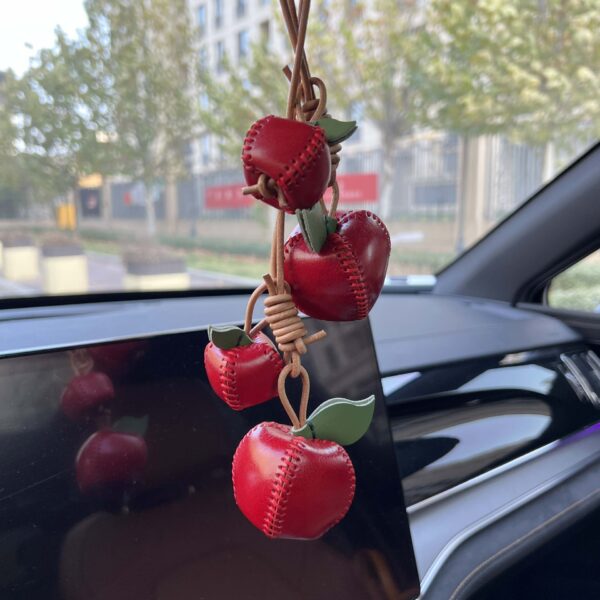 High-quality hand-sewn pear apple leather pendant bag bag ornament bag pendant car hanging handmade DIY kit
