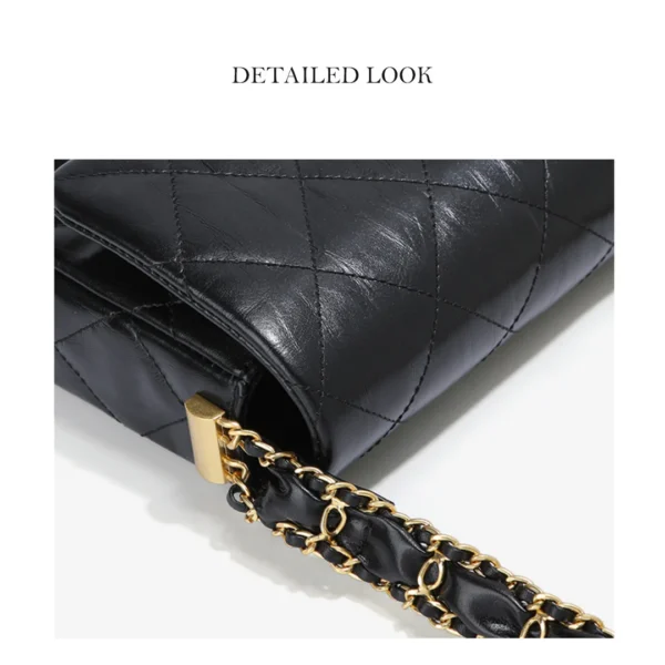 Top Grain Leather Chic Quilted Flap Bag