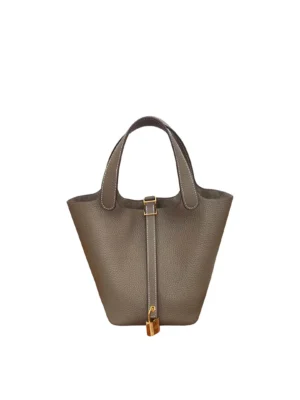 Top Grain Leather Inspired Picotin Lock Handbag