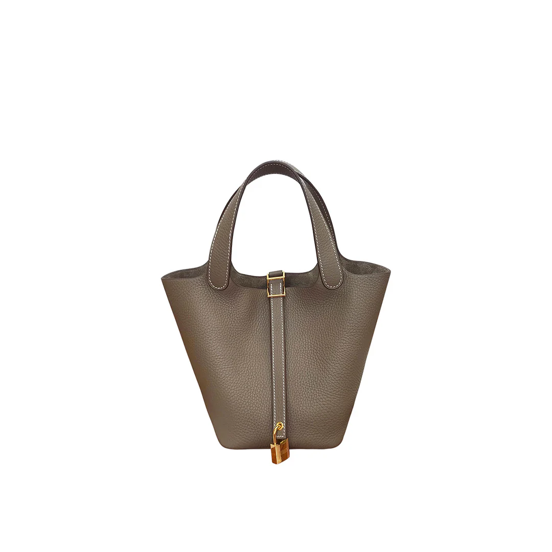 Top Grain Leather Inspired Picotin Lock Handbag