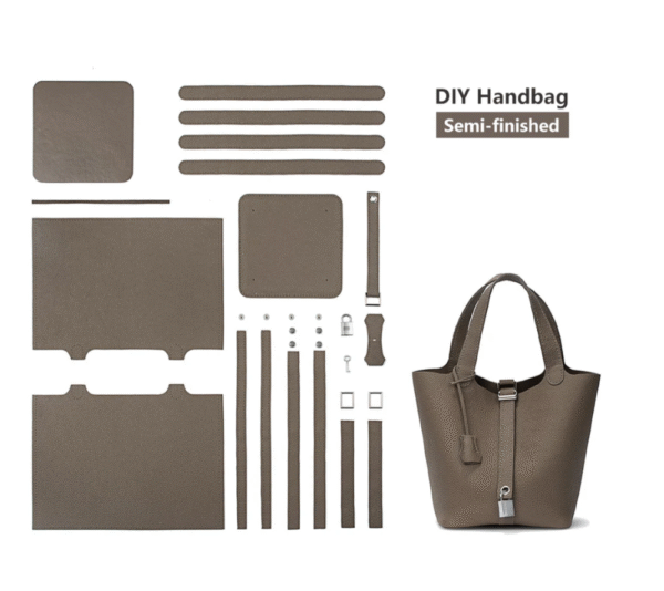 Top grained leather Lady Picotin Lock tote bag DIY kit