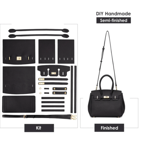 Top grained leather platinum pouch DIY kit