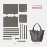 Top Grain Leather Lady Picotin Lock Totes Bag DIY Kit