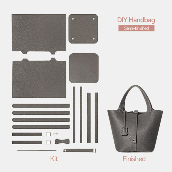 Top Grain Leather Lady Picotin Lock Totes Bag DIY Kit