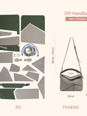 LeCynBay DIY Geometric Leather Bag Kit - Premium Full-Grain Cowhide for Beginners
