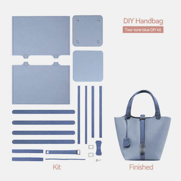 Top Grain Leather Lady Picotin Lock Totes Bag DIY Kit