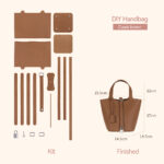 LeCynBay Top Grain Leather Lady Picotin Lock Totes Bag DIY Kit