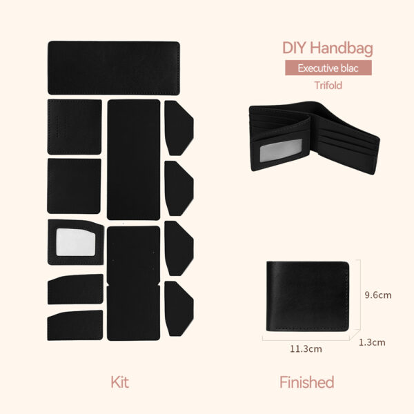 LeCynBay DIY Men's Leather Wallet Kit - Full Grain Cowhide Bifold/Trifold with Free Engraving (Father's Day Gift Idea)