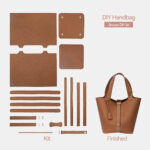 Top Grain Leather Lady Picotin Lock Totes Bag DIY Kit