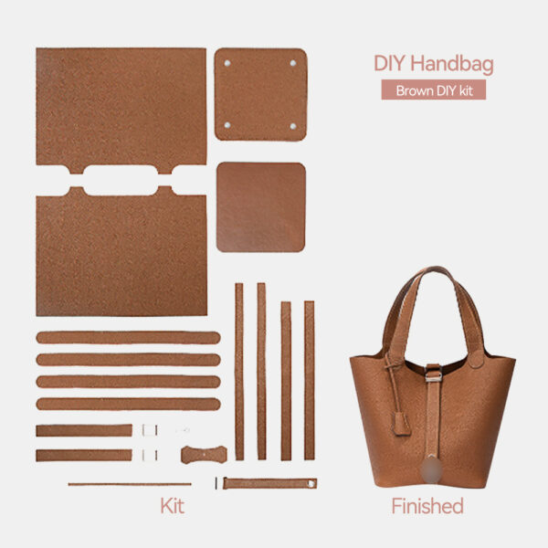 Top Grain Leather Lady Picotin Lock Totes Bag DIY Kit