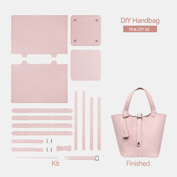 Top Grain Leather Lady Picotin Lock Totes Bag DIY Kit