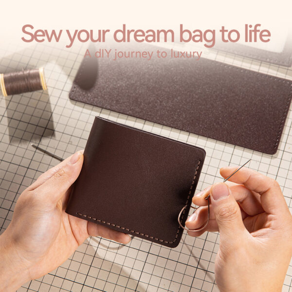 LeCynBay DIY Men's Leather Wallet Kit - Full Grain Cowhide Bifold/Trifold with Free Engraving (Father's Day Gift Idea)
