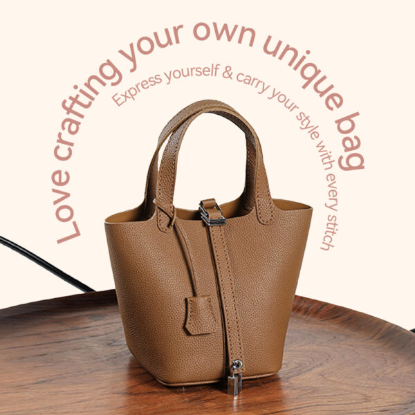 LeCynBay Top Grain Leather Lady Picotin Lock Totes Bag DIY Kit