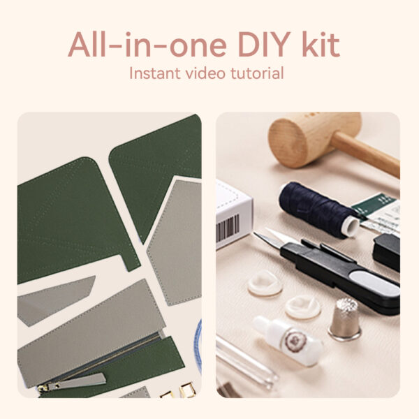 LeCynBay DIY Geometric Leather Bag Kit - Premium Full-Grain Cowhide for Beginners