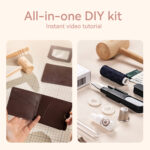 LeCynBay DIY Men's Leather Wallet Kit - Full Grain Cowhide Bifold/Trifold with Free Engraving (Father's Day Gift Idea)