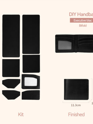 LeCynBay DIY Men's Leather Wallet Kit - Full Grain Cowhide Bifold/Trifold with Free Engraving (Father's Day Gift Idea)