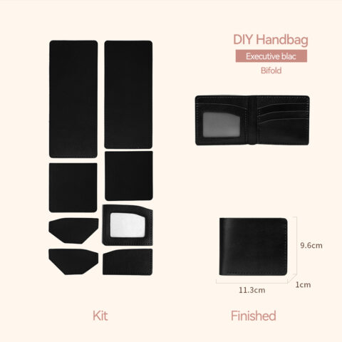 LeCynBay DIY Men's Leather Wallet Kit - Full Grain Cowhide Bifold/Trifold with Free Engraving (Father's Day Gift Idea)