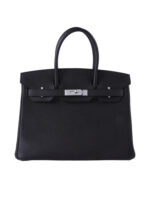 Premium BirKin30 Imported Full-Grain Togo Leather in Classic Black – Featuring Sleek Silver-Tone Hardware