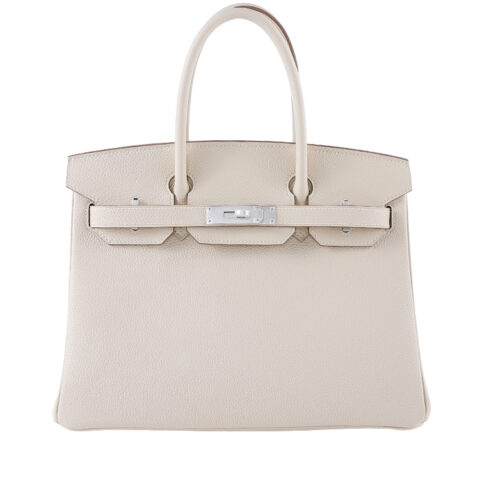 Birkin 30 in Premium Full-Grain Togo Leather (Imported) – Cream White with Signature Silver-Tone Hardware