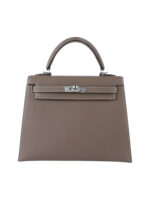 Kelly 25 Sellier in Epsom Leather - Elephant Gray with Silver Hardware