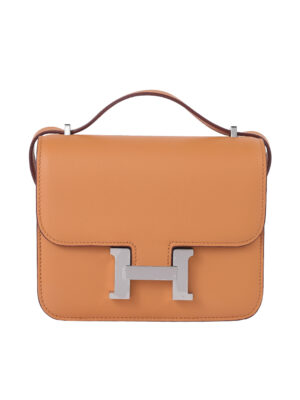 Constance 18 Swift Leather - Etoupe with Orange Contrast Stitching (Gold Hardware, Full Set)