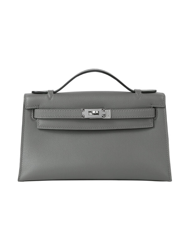SF Kelly22 Calfskin Bag-Premium Rain Cloud Gray with Signature Silver-Tone Hardware